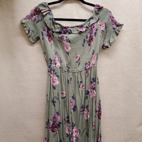 Xhilaration Green Floral Dress in Size M - Picture 4 of 5